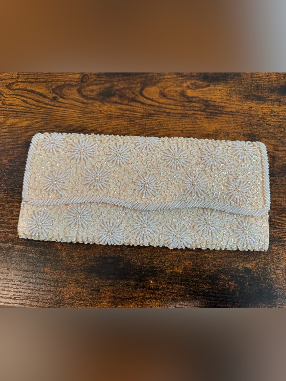 Beaded Ivory Sequin vintage clutch